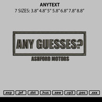 Anytext Embroidery File 6 sizes