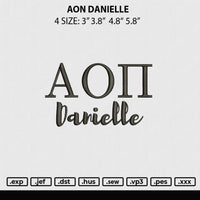 AON Danielle Embroidery File 4 size