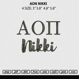 AON Nikki Embroidery File 4 size