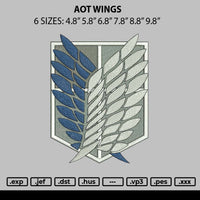AOT Wings Embroidery File 4 size