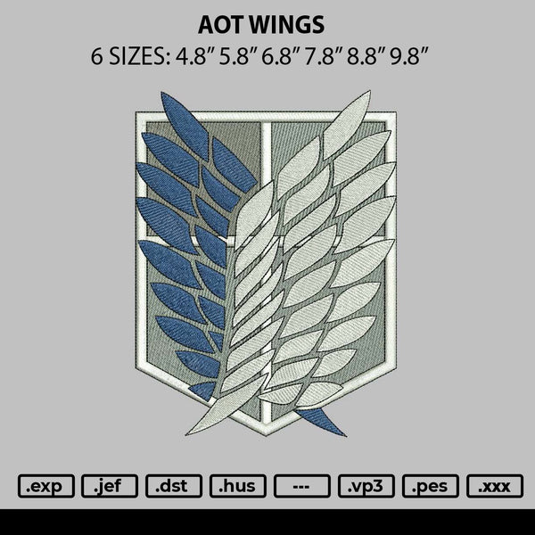 AOT Wings Embroidery File 4 size