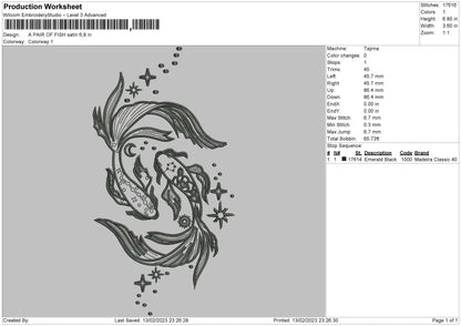 Koi Fish Embroidery File 6 sizes