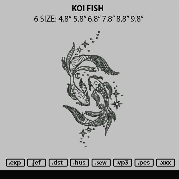 Koi Fish Embroidery File 6 sizes