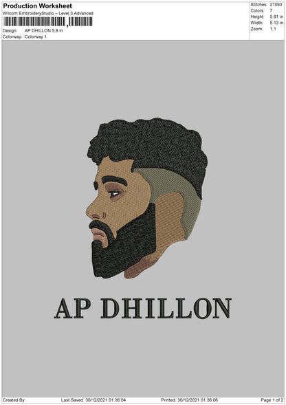 AP Dhillon Embroidery File 4 size