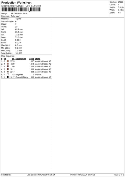 AP Dhillon Embroidery File 4 size
