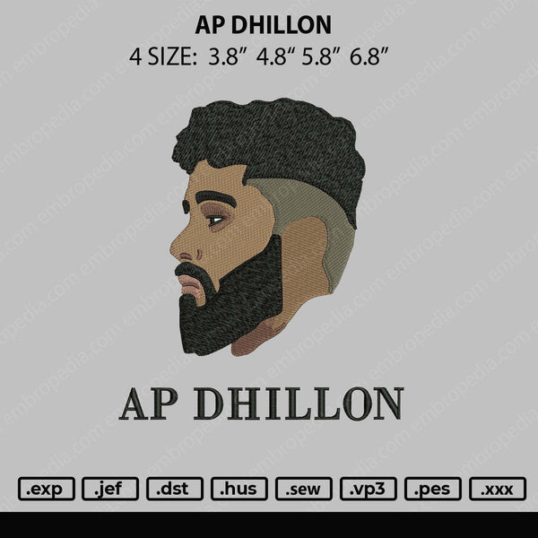 AP Dhillon Embroidery File 4 size