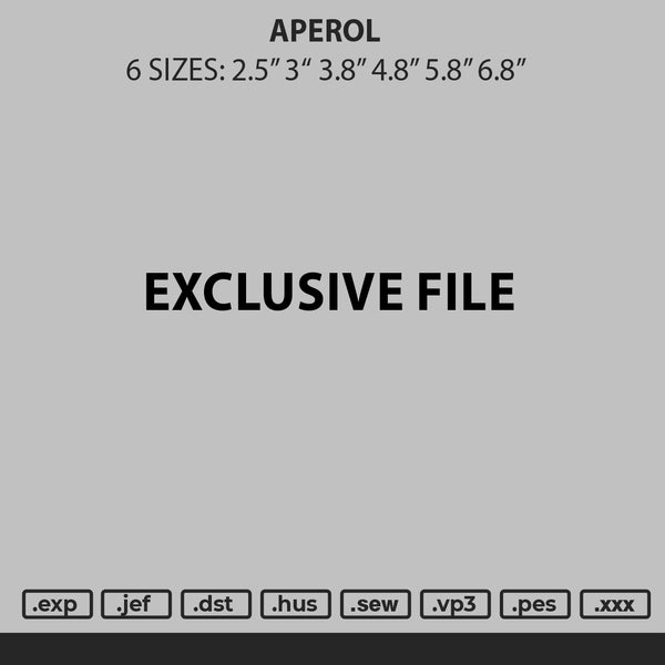 Aperol Embroidery File 6 sizes