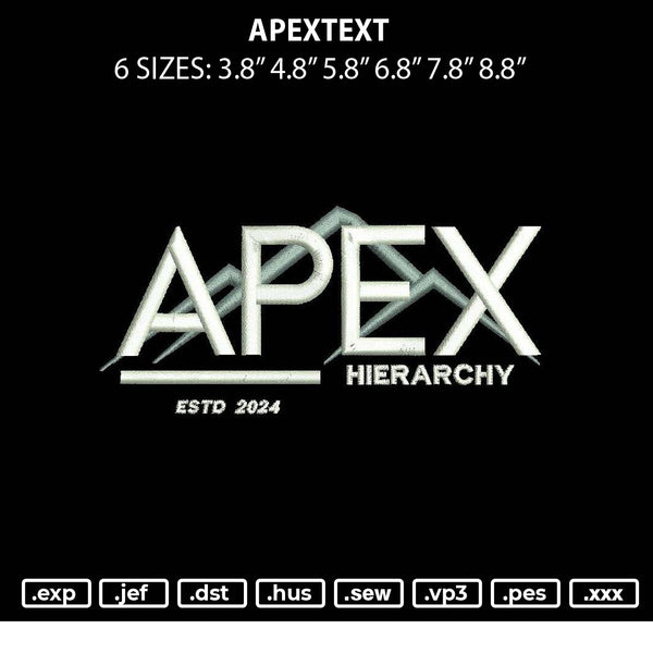 Apextext Embroidery File 6 sizes