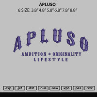 Apluso Embroidery File 6 sizes