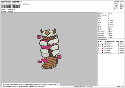 Appa Heart embroidery file