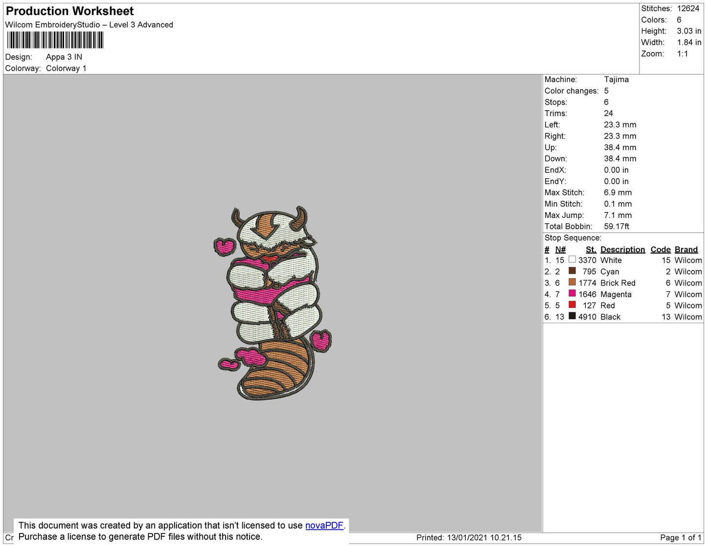 Appa Heart embroidery file