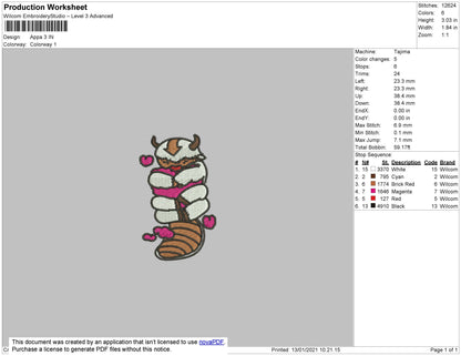 Appa Heart embroidery file