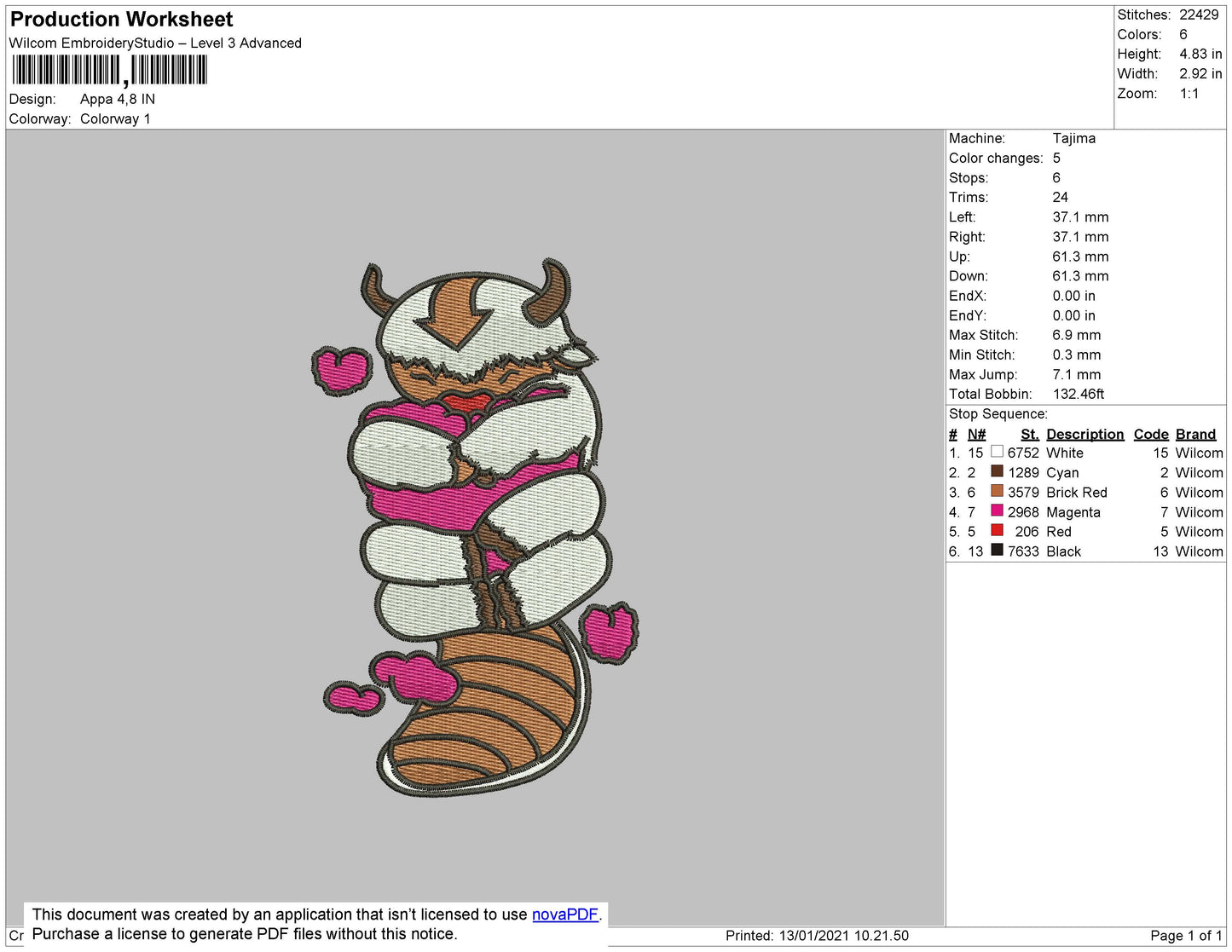 Appa Heart embroidery file