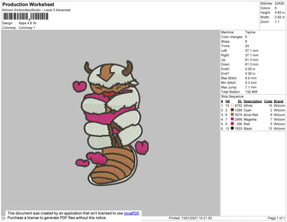 Appa Heart embroidery file