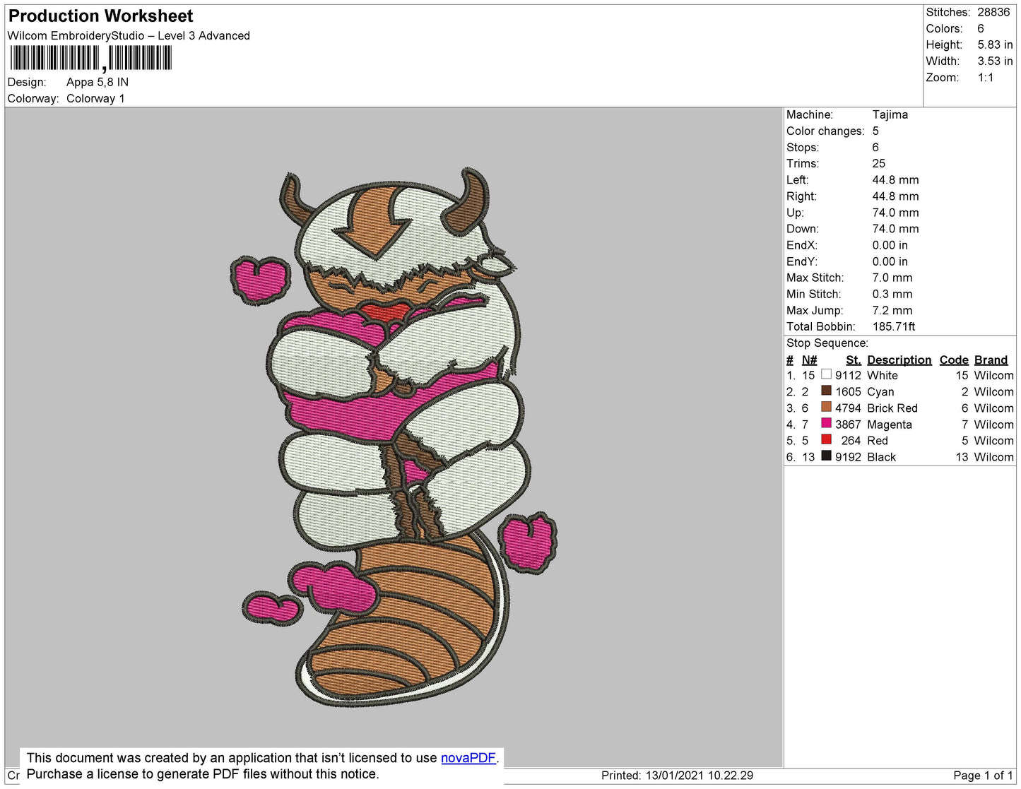 Appa Heart embroidery file