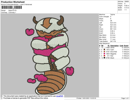 Appa Heart embroidery file