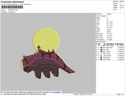 Appa Dusk Embroidery File 4 size