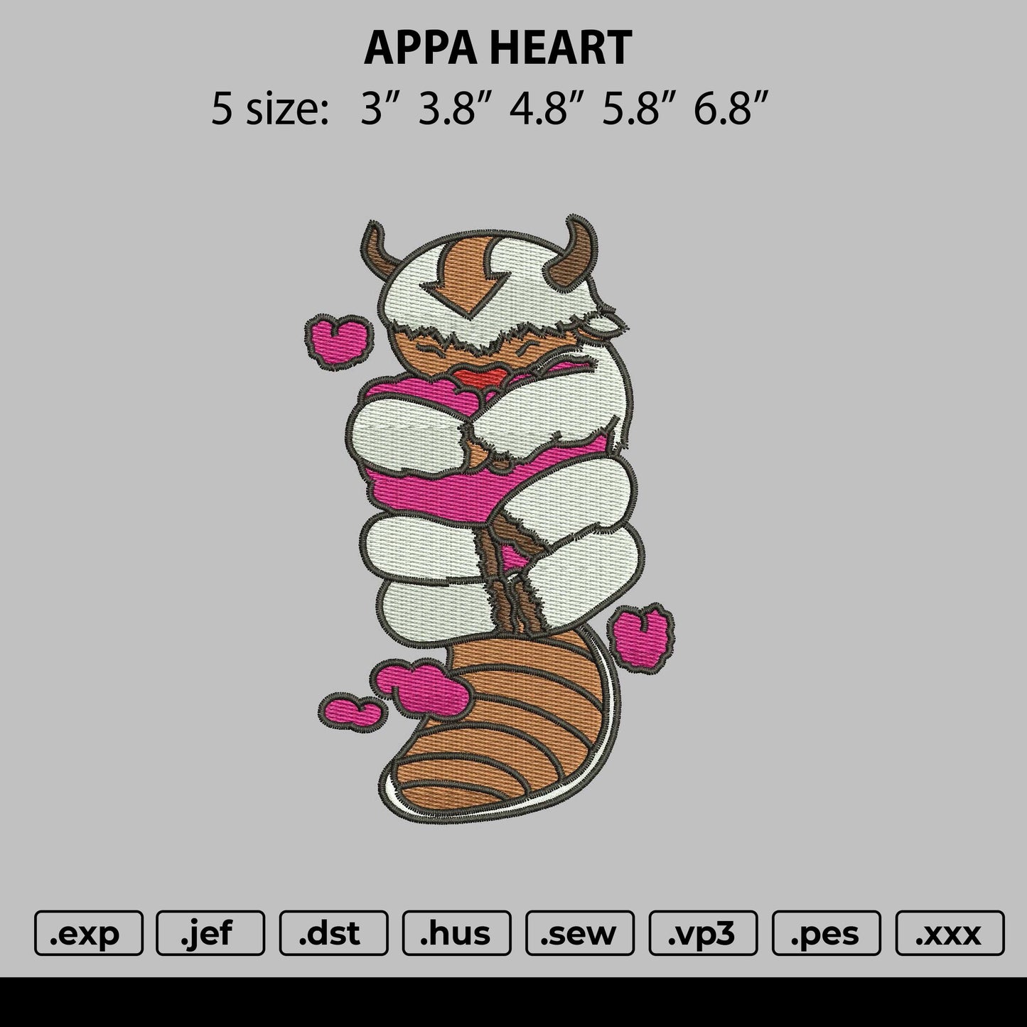 Appa Heart embroidery file