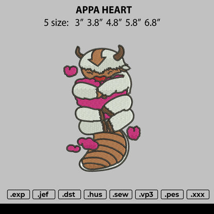 Appa Heart embroidery file