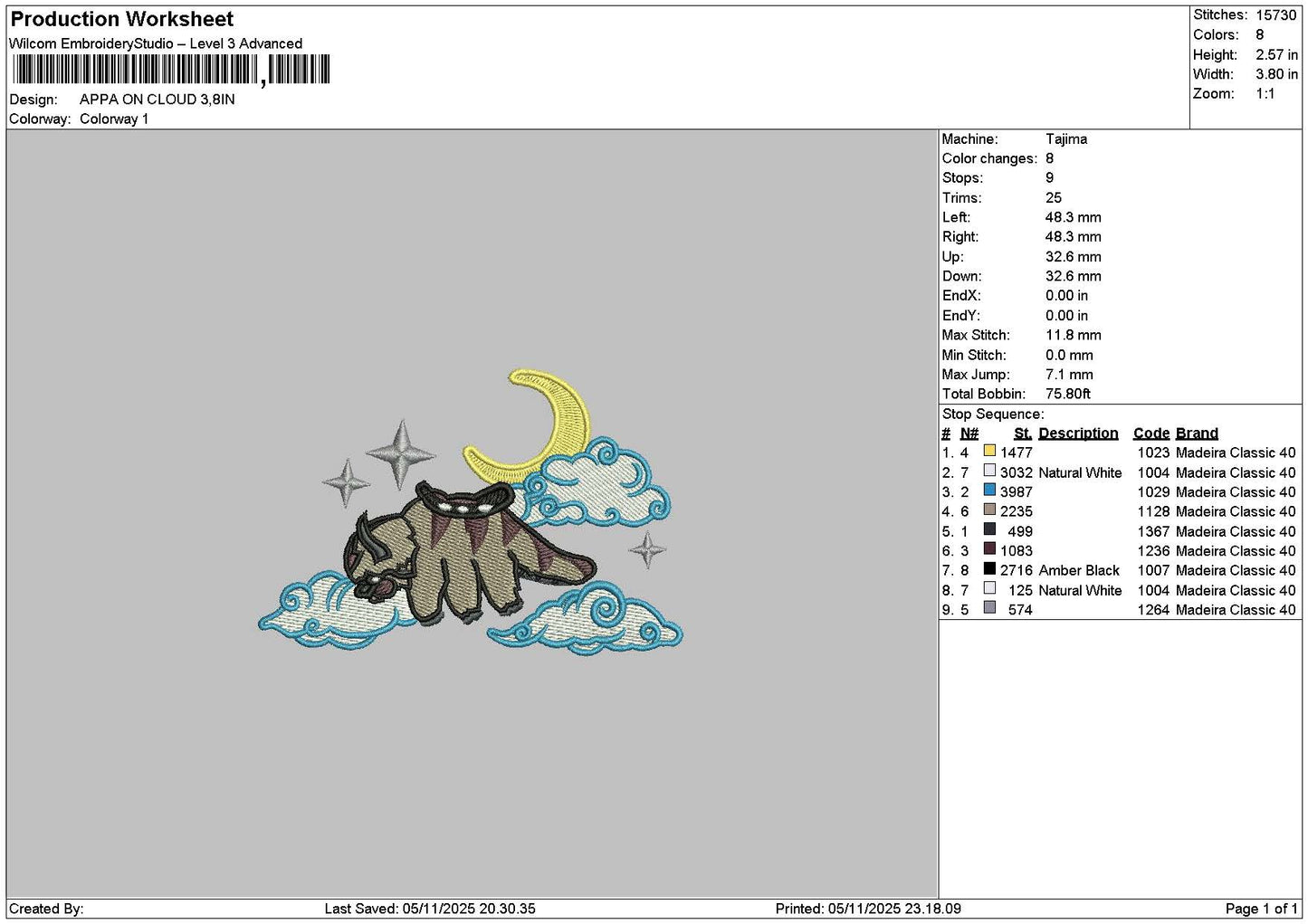 Bison Moon Embroidery File 6 sizes
