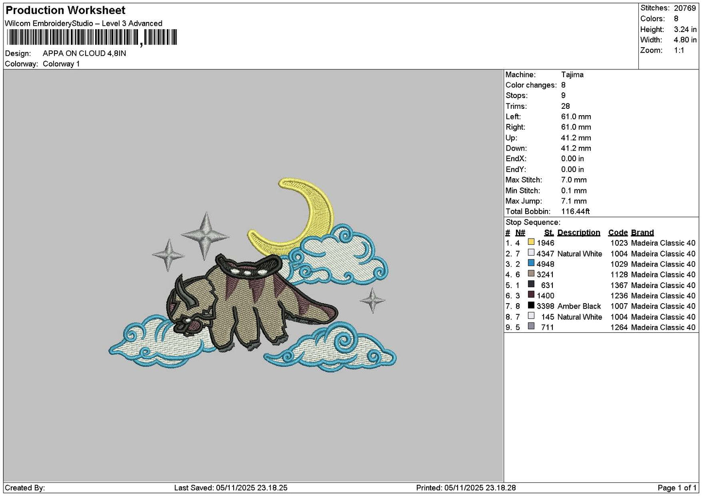 Bison Moon Embroidery File 6 sizes