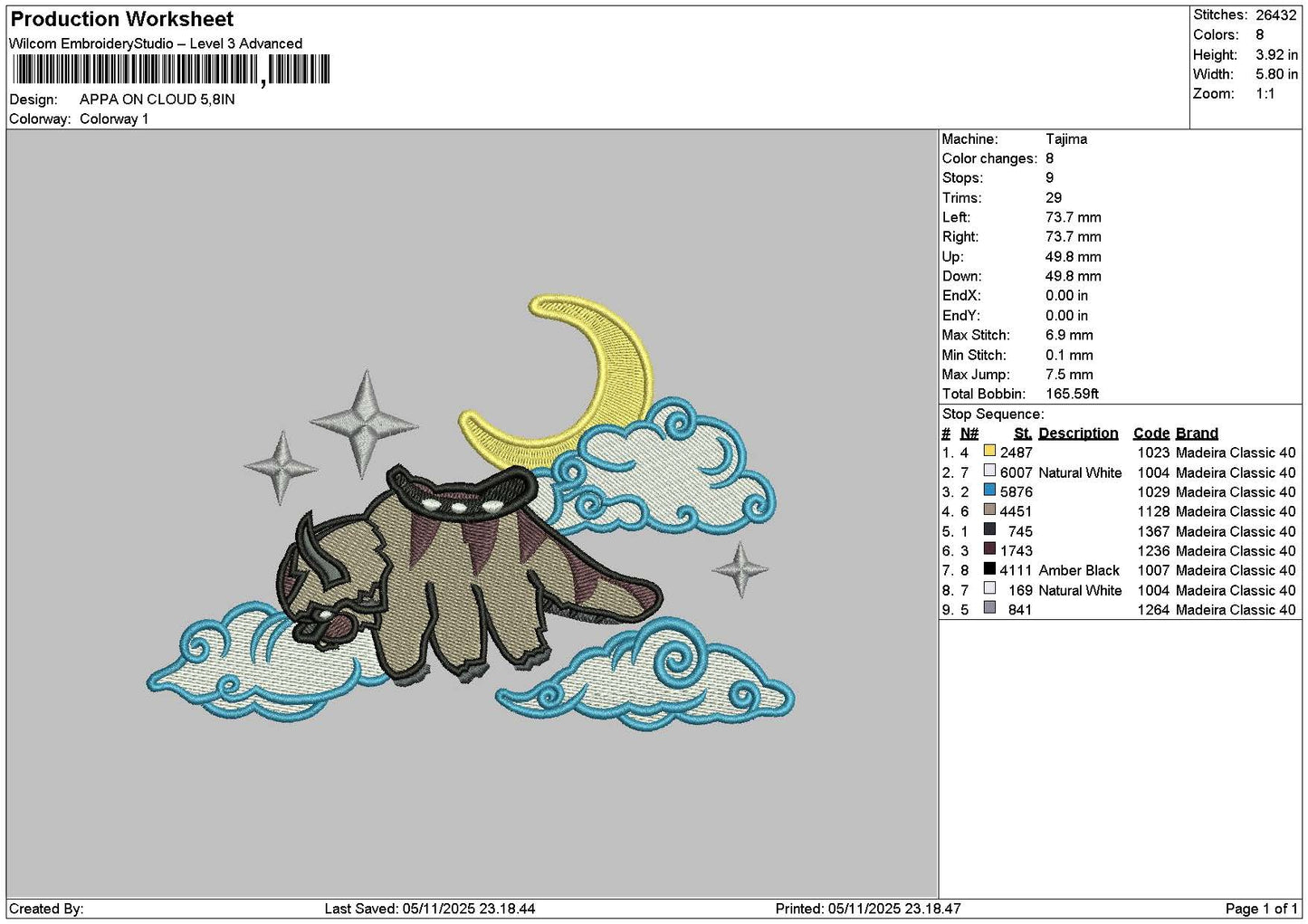 Bison Moon Embroidery File 6 sizes