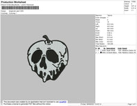 Apple Skull Embroidery File 4 size