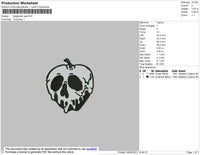 Apple Skull Embroidery File 4 size