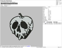 Apple Skull Embroidery File 4 size