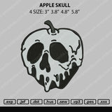 Apple Skull Embroidery File 4 size