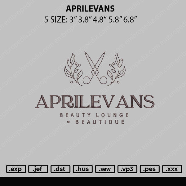 Aprilevans Embroidery File 5 sizes