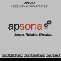 Apsona Embroidery File 6 sizes