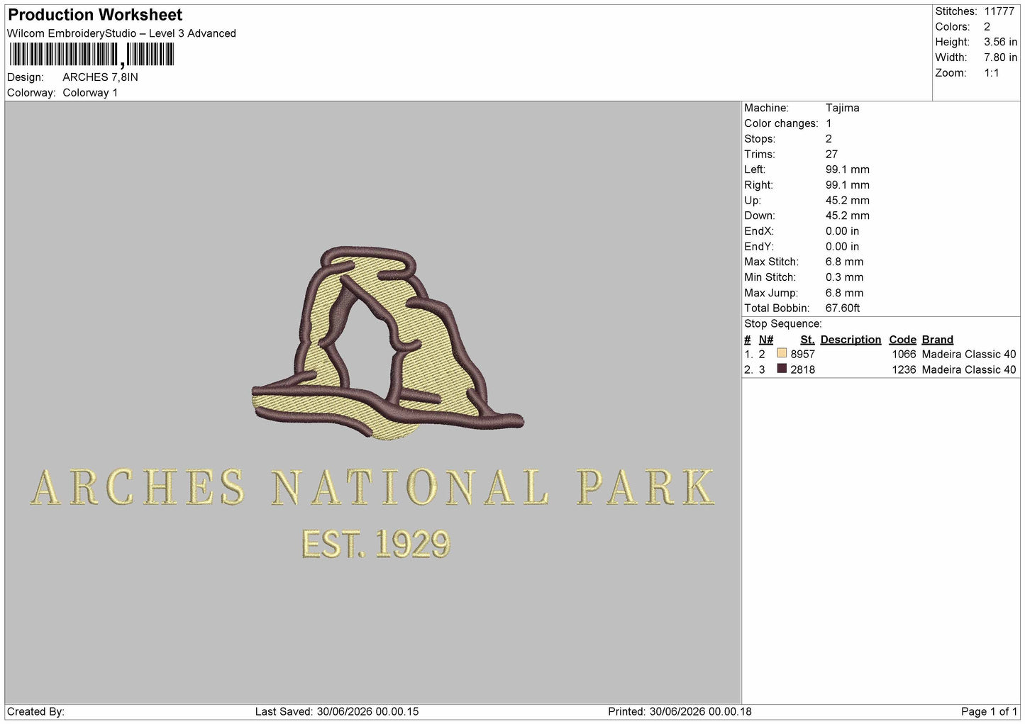 Archestext Embroidery Machine Design File 6 sizes