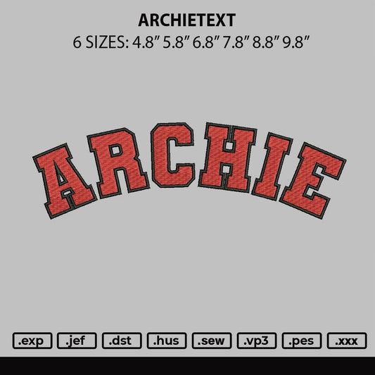 Archietext Embroidery File 6 sizes