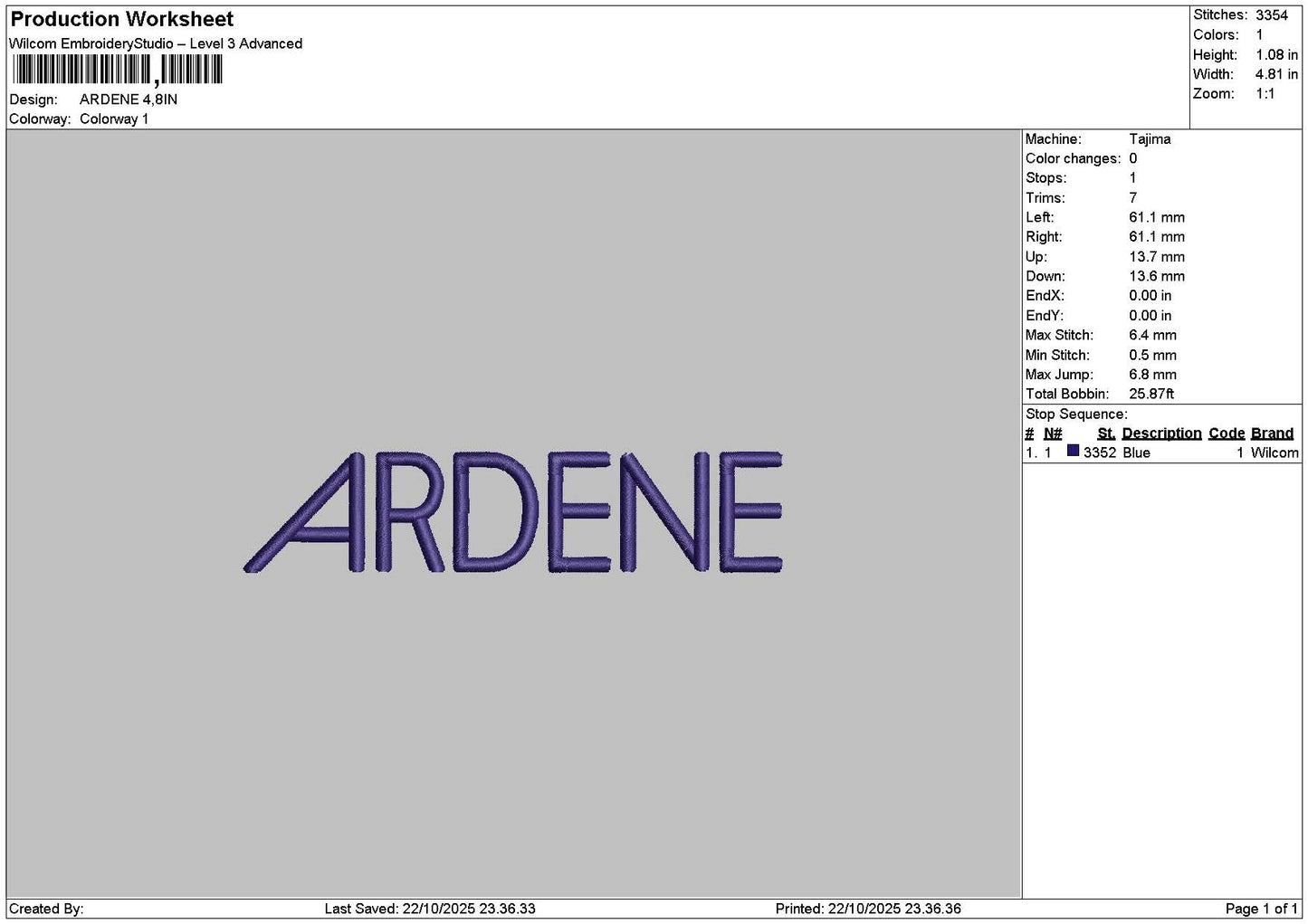 Ardentext Embroidery File 6 sizes