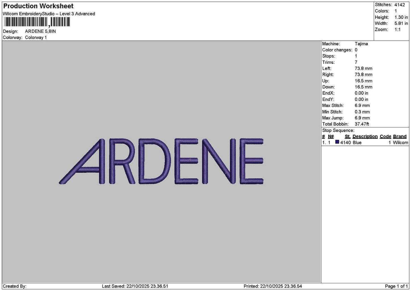 Ardentext Embroidery File 6 sizes