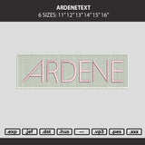 Ardenetext Embroidery Machine Design File 6 sizes