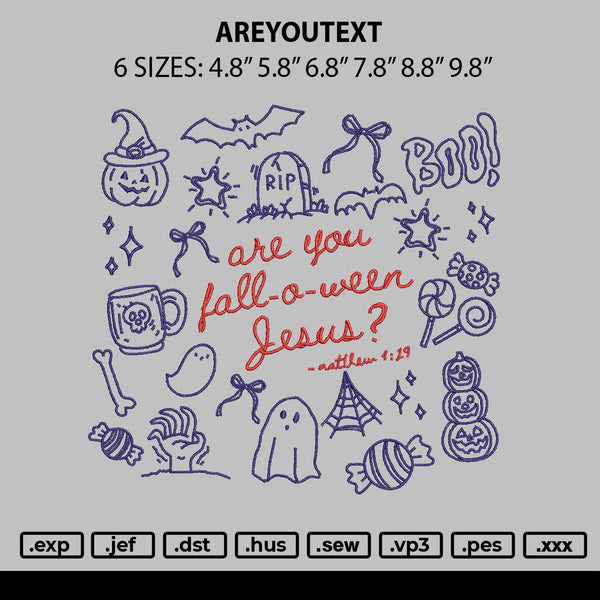 Areyoutext Embroidery File 6 sizes