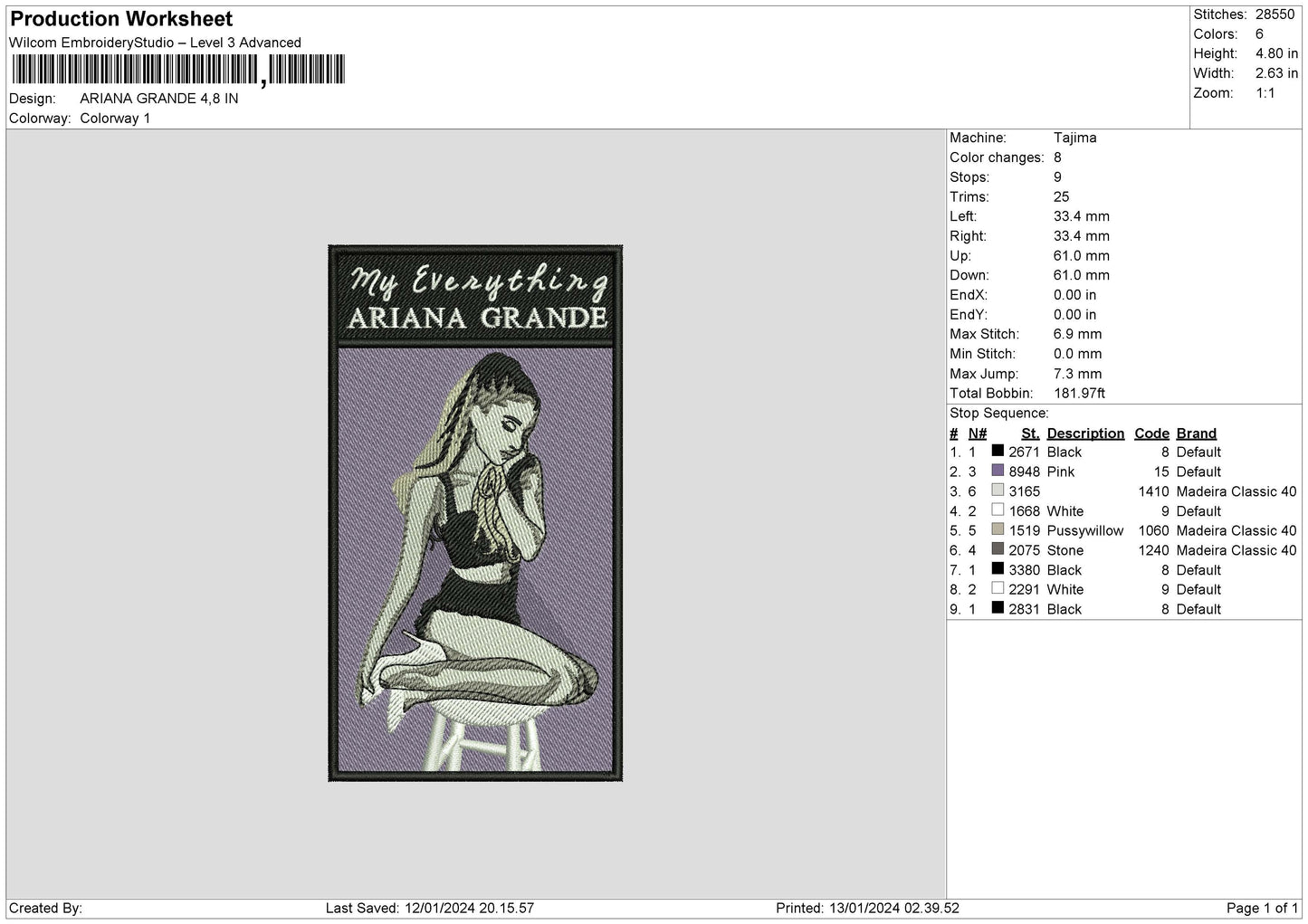 Ariana rectangle Embroidery File 6 sizes