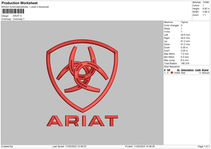Ariat Embroidery File 6 sizes