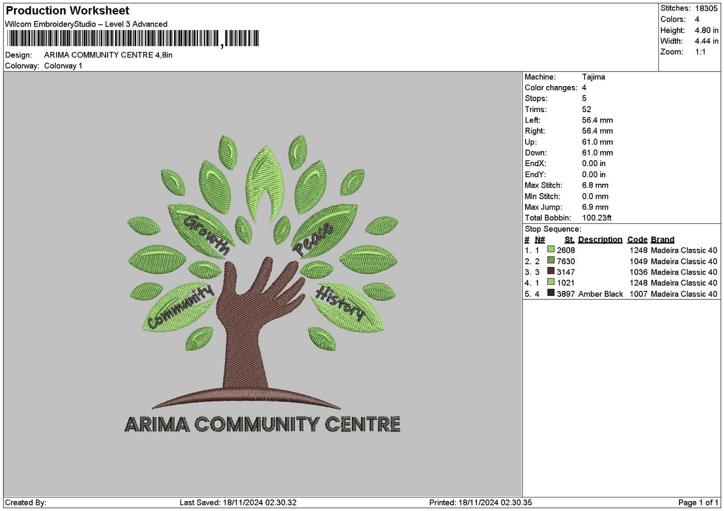 Treetext 1811 Embroidery File 6 sizes