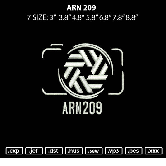 Arn209 Embroidery File 6 sizes