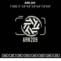 Arn209 Embroidery File 6 sizes