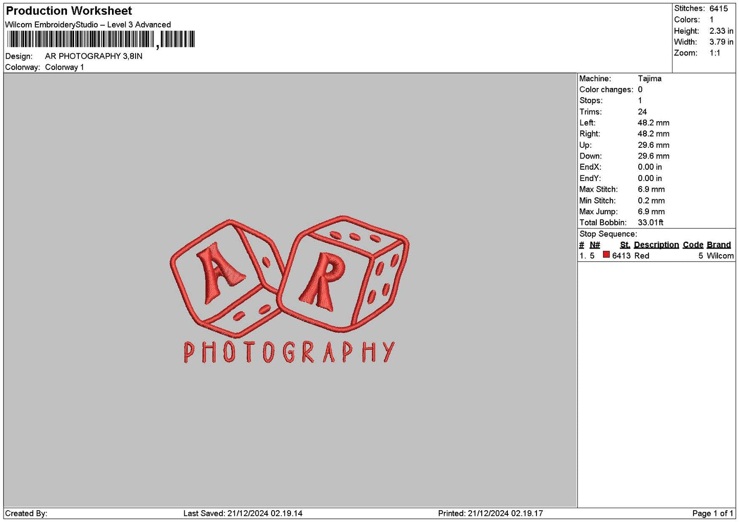 Photographytext 2112 Embroidery File 6 sizes