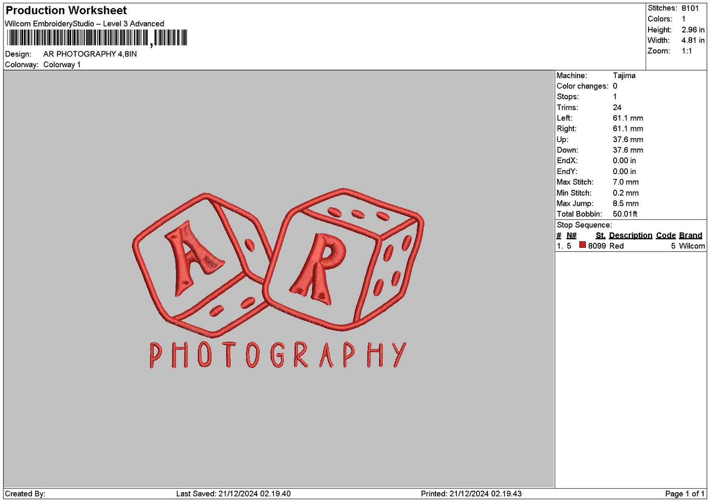 Photographytext 2112 Embroidery File 6 sizes