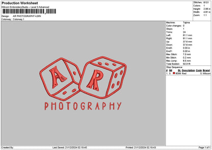 Photographytext 2112 Embroidery File 6 sizes