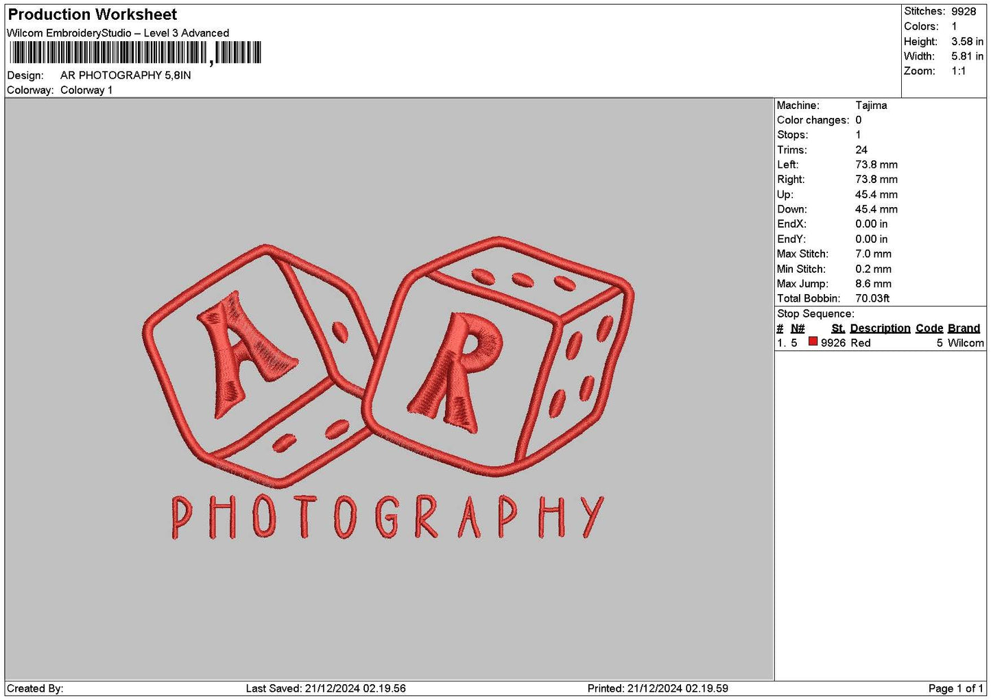 Photographytext 2112 Embroidery File 6 sizes
