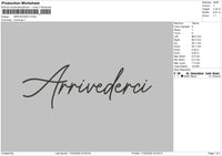 Arrivederci Embroidery File 4 size