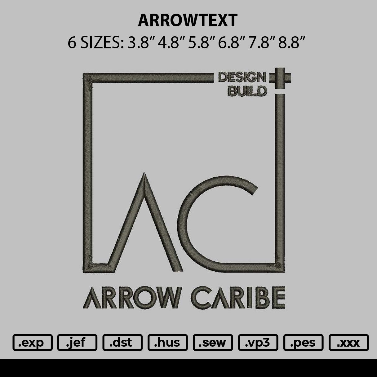 Arrowtext Embroidery File 6 sizes
