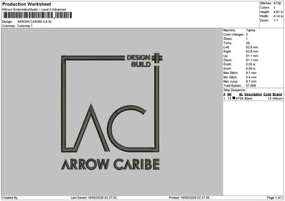 Arrowtext Embroidery File 6 sizes